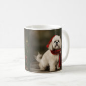 Mug Chien Lhasa Apso dans la neige de Noël (Devant droit)