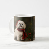 Mug Chien Lhasa Apso dans la neige de Noël (Devant gauche)