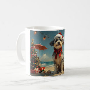 Mug Chien Louveteau Noël Vintage Plage