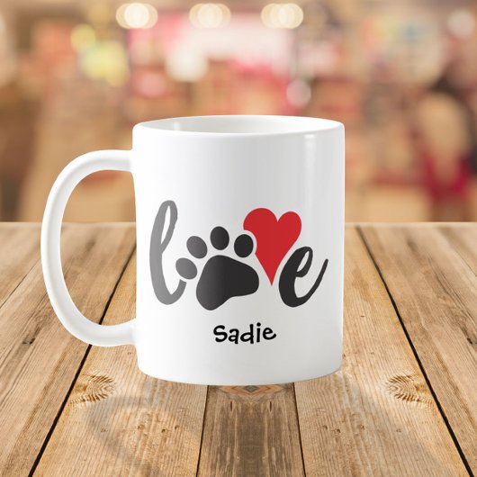 Mug Chien Love Animal de compagnie Empreinte de patte 
