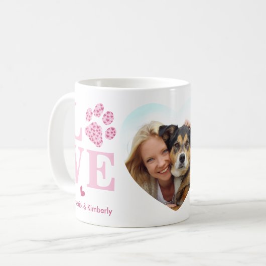 Mug Chien LOVE Heart Photo Personnalisée Animal de com (Devant gauche)