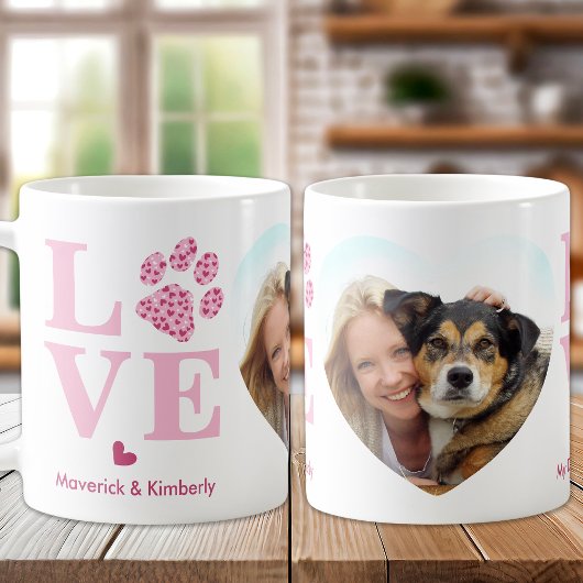 Mug Chien LOVE Heart Photo Personnalisée Animal de com