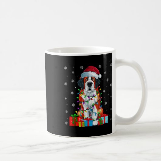 Mug Chien Luminaires de Noël moche Noël Chapeau Saint (Droite)