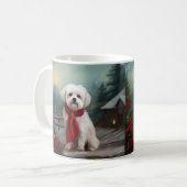 Mug Chien maltais à Noël de neige (Devant gauche)