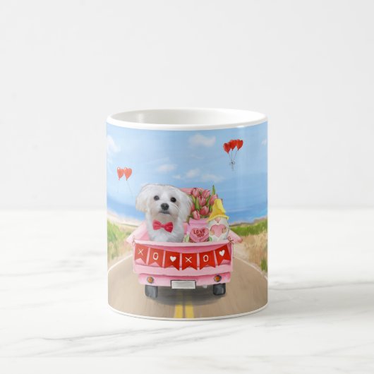 Mug Chien maltais camion de la Saint-Valentin (Centre)