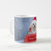 Mug Chien maltais en neige assis sur un camion de Noël (Devant gauche)
