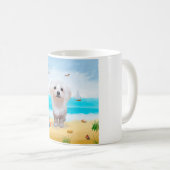 Mug Chien maltais sur la plage (Devant droit)