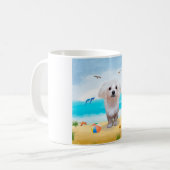 Mug Chien maltais sur la plage (Devant gauche)