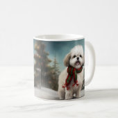 Mug Chien Malti Tzu à Noël de neige (Devant droit)