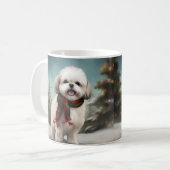 Mug Chien Malti Tzu à Noël de neige (Devant gauche)
