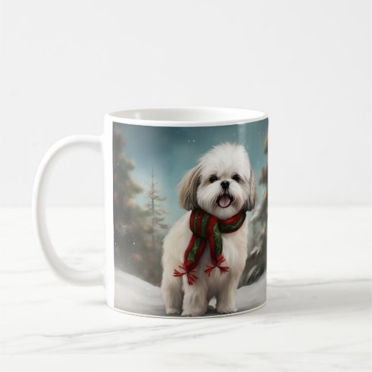 Mug Chien Malti Tzu à Noël de neige (Gauche)