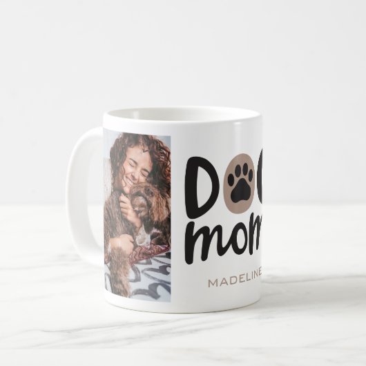 Mug Chien Maman Empreinte de patte Photo Collage Café (Devant gauche)