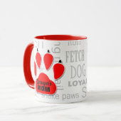Mug Chien Maman Empreinte de patte rouge avec le nom d (Devant gauche)