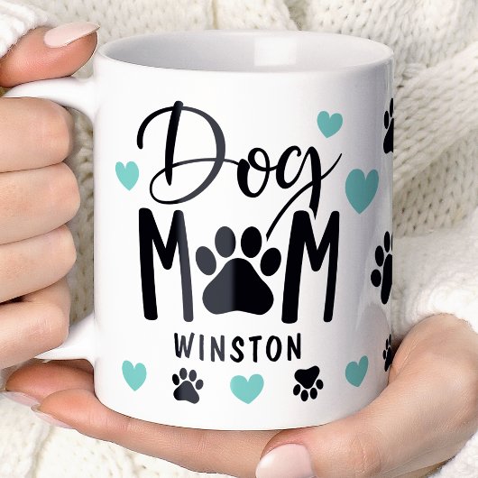 Mug Chien Maman Pince Coeur Turquoise Photo personnali