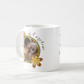 Mug Chien Maman Retro Typographie Fleur Nom Personnali (Devant gauche)
