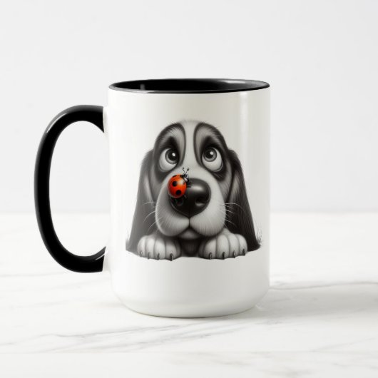 Mug Chien mignon avec coccinelle (Gauche)