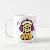 Mug Chien mignon chiot souriant avec des écouteurs col (Gauche)