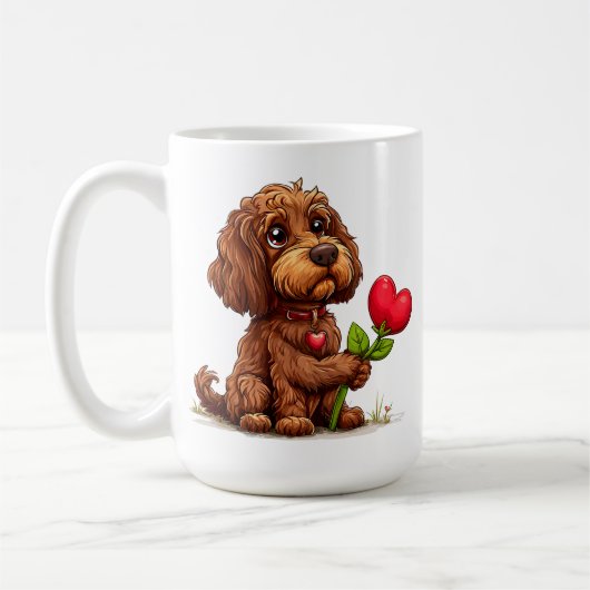 Mug Chien mignon de la Saint-Valentin (Gauche)