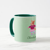 Mug Chien Mignon en Pull de Glisse sur Glace Vert Pist (Devant gauche)