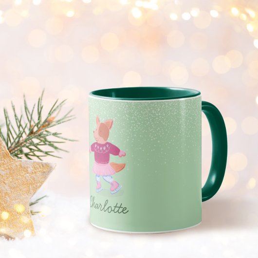 Mug Chien Mignon en Pull de Glisse sur Glace Vert Pist