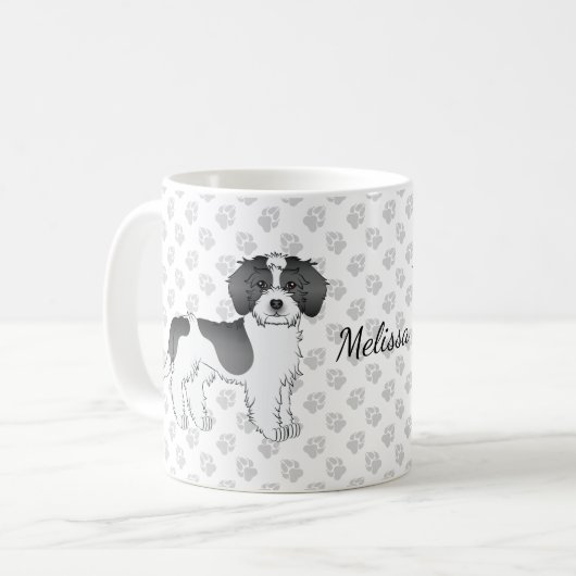 Mug Chien Mini Goldendoodle Parti-couleur Noir & Nom (Devant gauche)