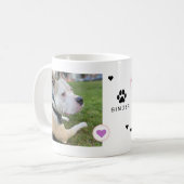 Mug Chien moderne 2 Photos Coeurs Nom (Devant gauche)