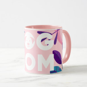 Mug CHIEN MOM, Rose Floral & Feuille