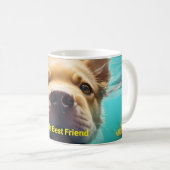 Mug Chien Natation avec fleurs (Devant droit)