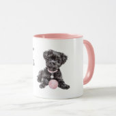 Mug Chien Noir Balle Rose (Devant droit)