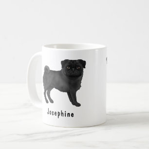 Mug Chien noir Carlin mignon Cartographié Chien Mops a
