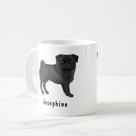 Mug Chien noir Carlin mignon Cartographié Chien Mops a (Devant gauche)