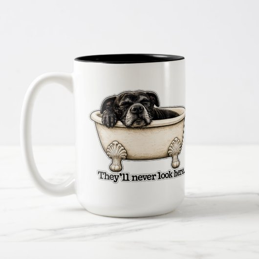 Mug Chien Noir Drôle Humour Pitbull (Gauche)