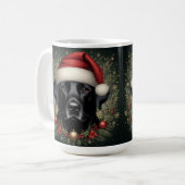 Mug Chien noir du Labrador à Santa Hat (Devant gauche)