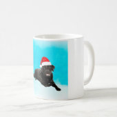 Mug Chien noir du Labrador assis à la neige Noël (Devant droit)