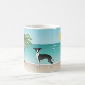Mug Chien Noir Et Blanc Iggy À La Plage Tropicale D'Ét (Centre)