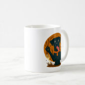 Mug Chien noir mignon effrayant avec fantôme  (Devant droit)