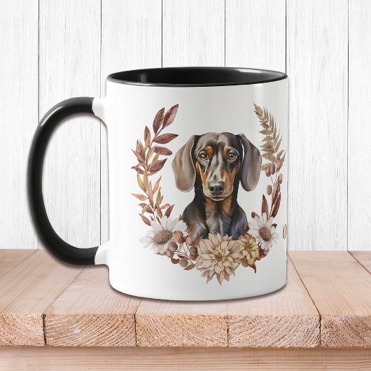 Mug Chien noir Tan Dachshund Virage d'automne
