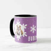 Mug Chien Nom de l'animal de compagnie Photo Purple Fl (Devant gauche)