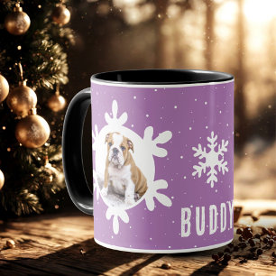 Mug Chien Nom de l'animal de compagnie Photo Purple Fl