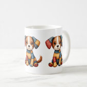 Mug Chien Patchwork Fantaisiste Art Populaire Cottagec (Devant droit)