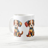 Mug Chien Patchwork Fantaisiste Art Populaire Cottagec (Devant gauche)