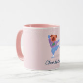 Mug Chien patinant en pull de Noël festif Nom (Devant gauche)