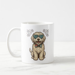 Mug Chien Patriotique Feu d'Artifice Vintage Design de