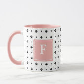 Mug Chien Paw blanc rose noir Monogramme photo Musique (Gauche)