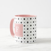 Mug Chien Paw blanc rose noir Monogramme photo Musique (Devant gauche)