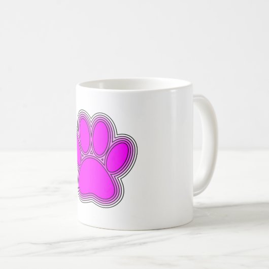 Mug Chien Paw En Rose Avec Des Contours (Devant droit)