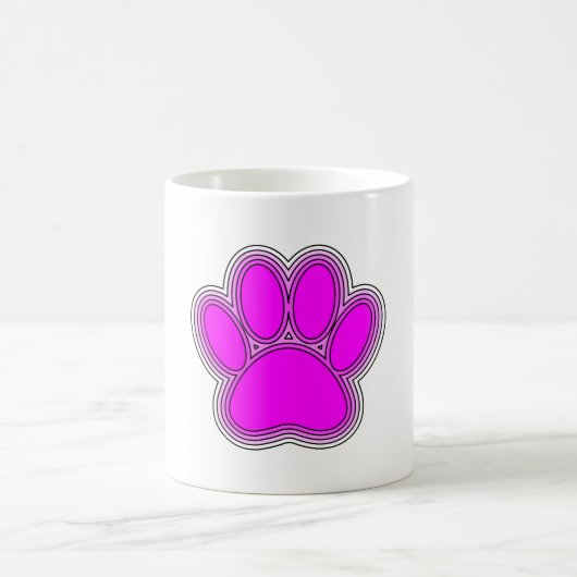 Mug Chien Paw En Rose Avec Des Contours (Centre)