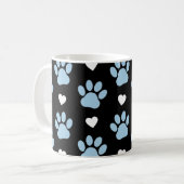 Mug Chien Paws, Blue Paws, White Hearts, Votre Nom (Devant gauche)