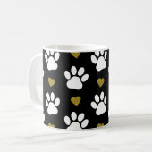 Mug Chien Paws, White Paws, Gold Hearts, Votre Nom (Devant gauche)