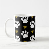Mug Chien Paws, White Paws, Gold Hearts, Votre Nom (Gauche)